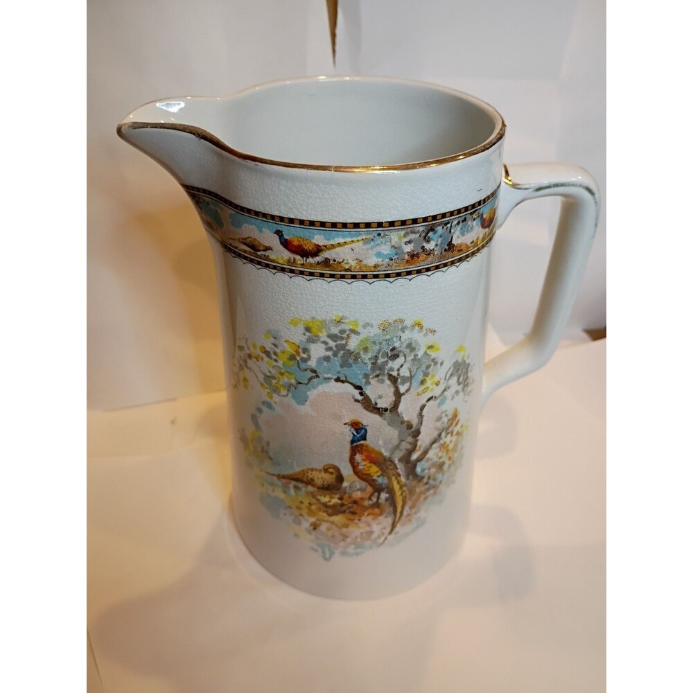 1930s Falcon Ware Ceramic Pitcher Bird Old English Countryside Vintage England